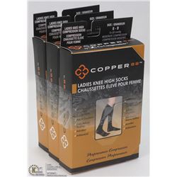 LOT OF 3 COPPER 88 SIZE 6-9 LADIES KNEE HIGH SOCKS