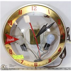 WORKING VINTAGE BAR CLOCK WITH LIGHT