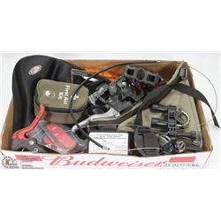 FLAT OF BIKE PARTS - TOOL KIT, FIRST AID KIT,