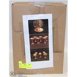 11PC SET WINE GOBLETS W/ 2 TRAYS.