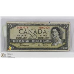1954 CANADIAN $20 DEVILS FACE BILL.