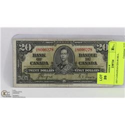 1937 CANADIAN $20.00 BILL.