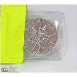 .999 SILVER MAPLE LEAF ONE OUNCE COIN.