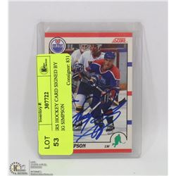 OILERS HOCKEY CARD SIGNED BY CRAIG SIMPSON