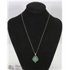 Image 1 : VINTAGE .925 CHAIN & JADEITE PENDANT.