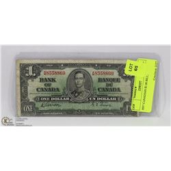 1937 CANADIAN $1.00 BILL.