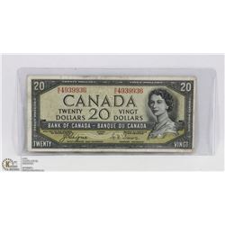 1954 CANADIAN $20 DEVILS FACE BILL.