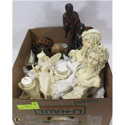 BOX W/AFRICAN FIGURINE, SAFARI CANDLE