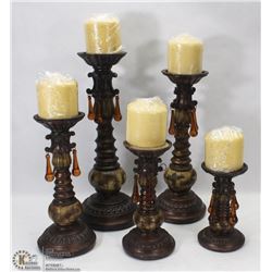 SET OF 5 RESIN DECORATIVE CANDLE HOLDERS