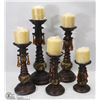 Image 1 : SET OF 5 RESIN DECORATIVE CANDLE HOLDERS