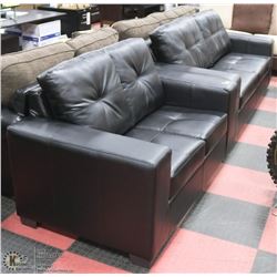 NEW BLACK LEATHERETTE 84" SOFA WITH 64" LOVE SEAT