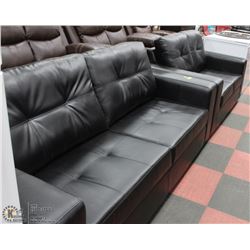 NEW BLACK LEATHERETTE 85"SOFA W/61" LOVESEAT