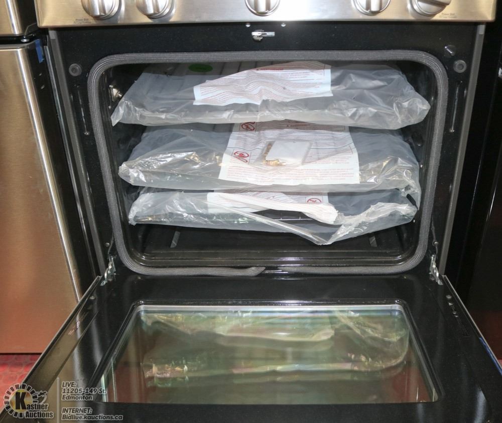 GE STAINLESS NATURAL GAS STOVE WITH WARMING DRAWER