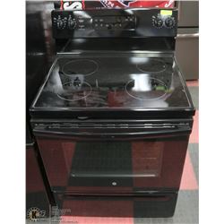 30" GE BLACK 4 BURNER FLAT TOP STOVE