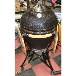 NEW BLACK 22" KAMADO BBQ GRILL CERAMIC COOKER,