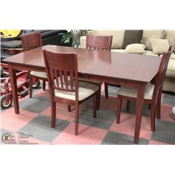 ESTATE SOLID BROWN WOOD TABLE W/LEAF &