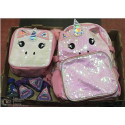 UNICORN BACKPACK  WITH MATCHING LUNCH KIT AND