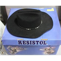 RESISTOL BAILEY BLACK COWBOY HAT IN BOX.