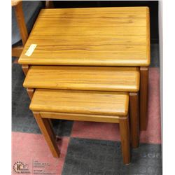 3PC TEAK WOOD NESTING TABLE SET
