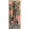 Image 1 : 5 PC WROUGHT IRON FIRE PLACE PEWTER SET