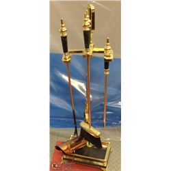 5PC BRASS FIREPLACE TOOL SET WITH STAND