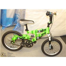CHILDS BIKE 12" WHEELS X 16 DUAL SUSPENSION, GREEN