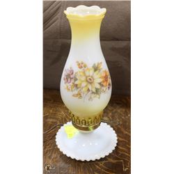VINTAGE FLORAL MILK GLASS LAMP (WORKING)