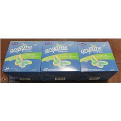 THREE PACKS OF 40 ANYTIME TAMPONS