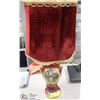 Image 1 : VINTAGE RED DECORATIVE TABLE LAMP - VELVET SHADE