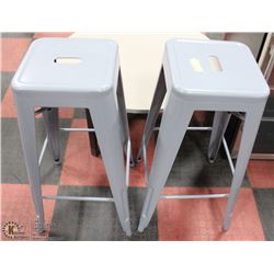 PAIR OF GREY METAL STOOLS