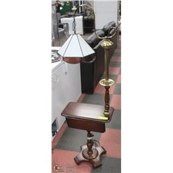 ANTIQUE DROP LEAF SIDE TABLE WITH LIGHT . WORKING