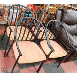SHOWHOME GROUP OF 4 ORANGE FABRIC AND METAL CHAIRS