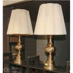 2 VINTAGE HEAVY BRASS LAMPS, TRI-LITE, MADE IN