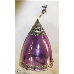 HANGING AMETHYST GLASS CANDLE HOLDER