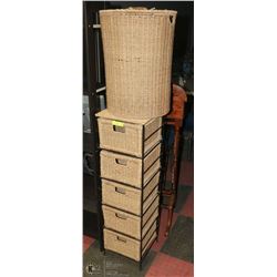 SET OF WICKER BASKET , LAUNDRY BASKETS AND 5