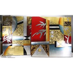 2 WALL DECOR PC METALLIC ABSTRACT