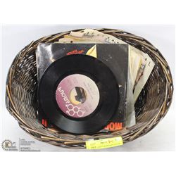 BROWN BASKET W/ESTATE LOT OF 25 - VINYL 45S