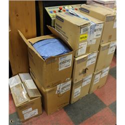 9 ASSORTED SIZE BOXES OF DISPOSABLE COVERALLS