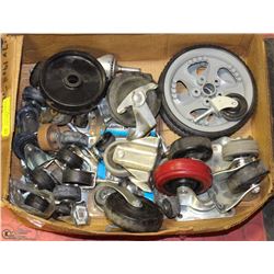 LARGE BOX WITH VARIOUS SIZE CASTORS &