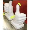 Image 1 : PAIR OF "THUMBS UP" BOOKEND / SHELF DISPLAYS