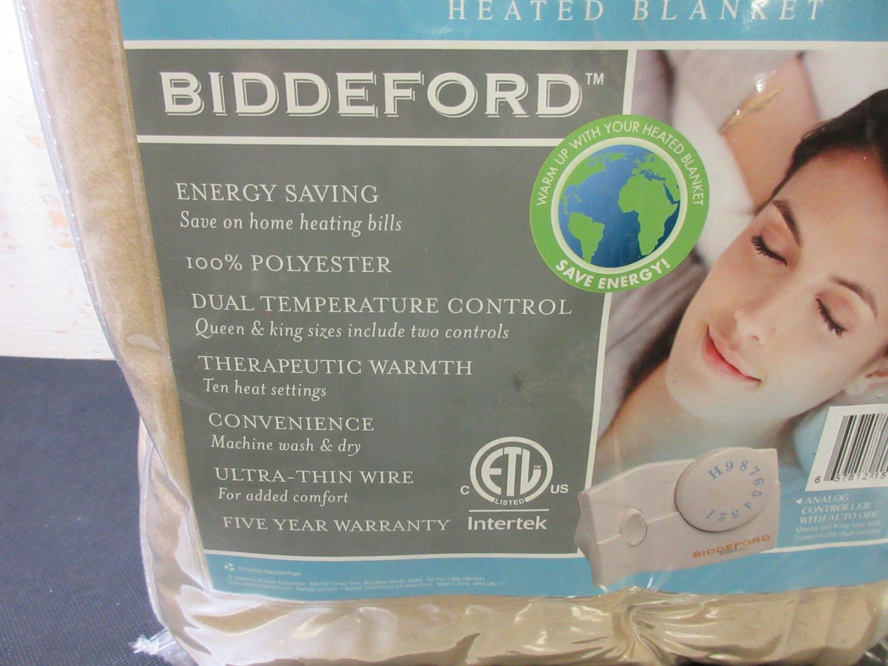 New Biddeford Queen Heated Sherpa Blanket / comfort knit dual temp control