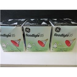3 New GE Floodlights red / great for Halloween or Christmas Lighting