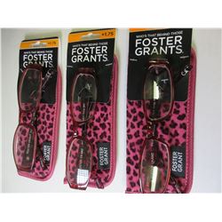 3 New Pair Foster Grant Reading Glasses with cases + 1.75