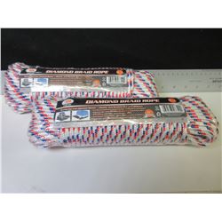 2 New 1/4 inch Diamond Braid Rope 100 foot each