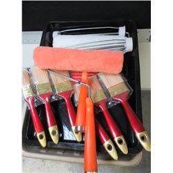 Large New Painting Bundle / 2 rollers and handles / 6 Brushes & 2 trays