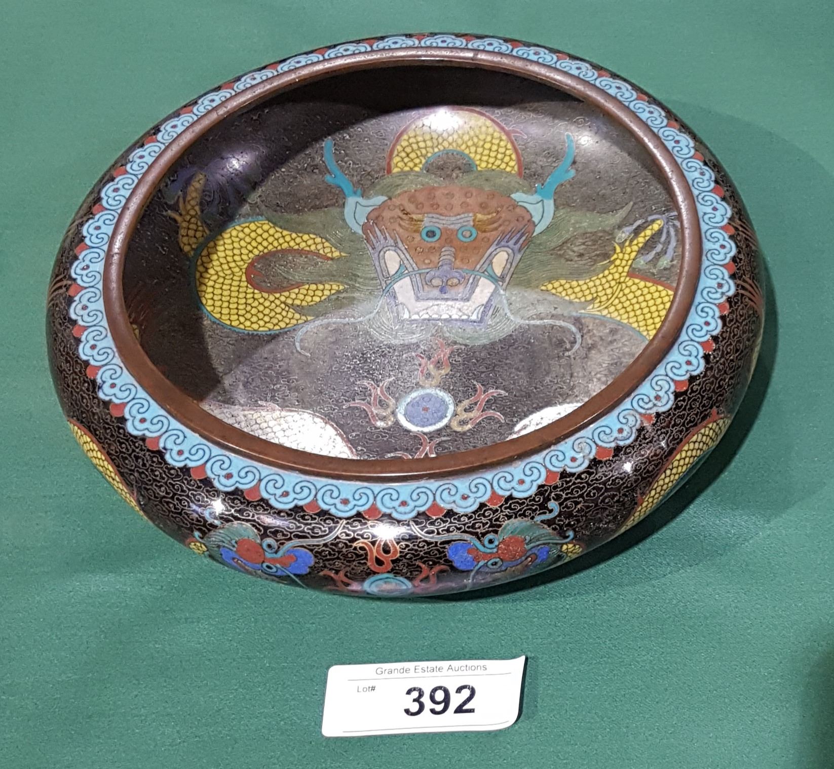ANTIQUE JAPANESE CLOISONNE DRAGON BOWL