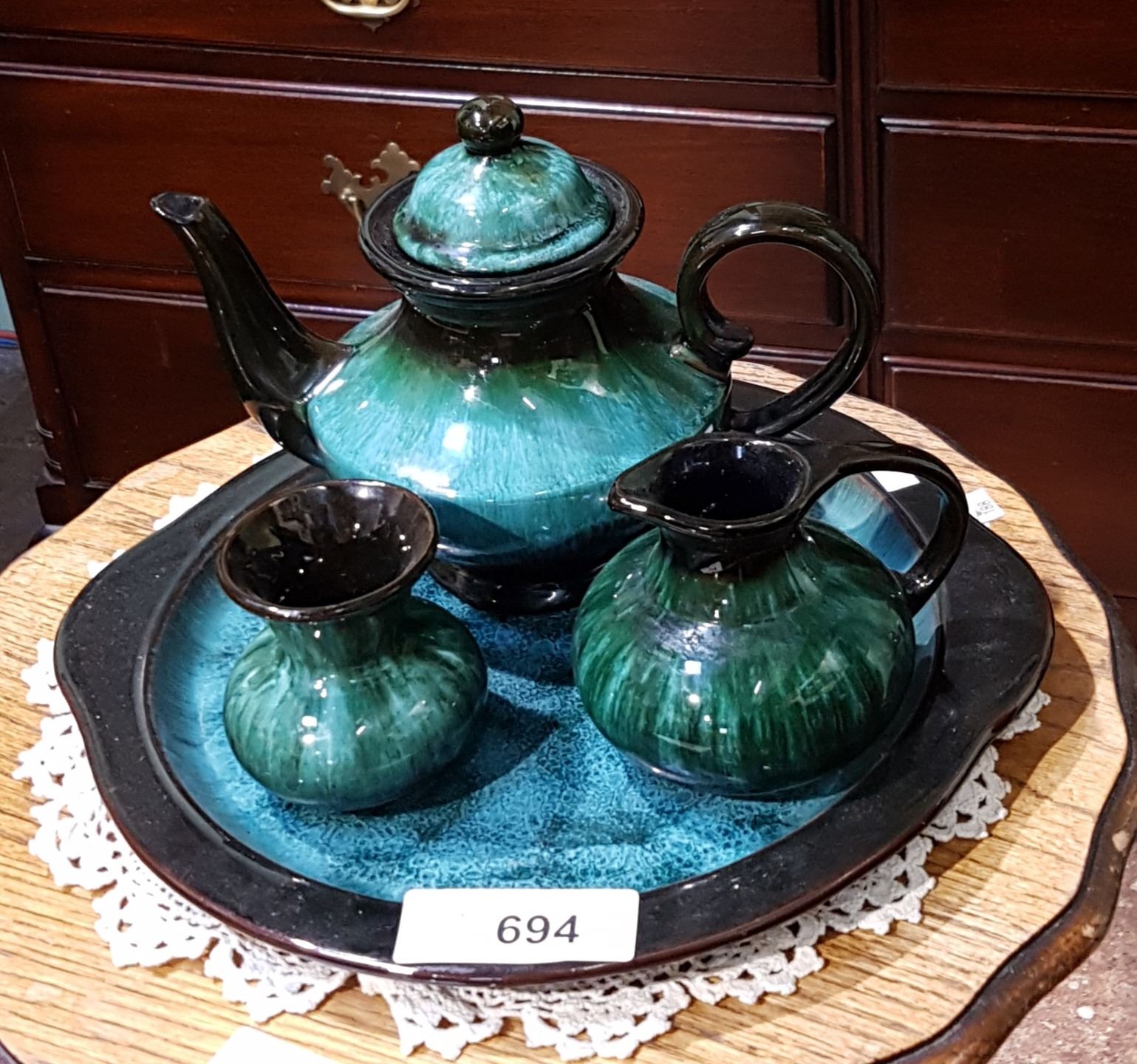 VINTAGE 4 PC BLUE MOUNTAIN POTTERY TEA SET