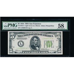 1934 $5 San Francisco Federal Reserve Note PMG 58