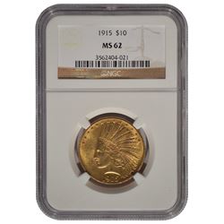 1915 $10 Indian Head Eagle Gold Coin NGC MS62