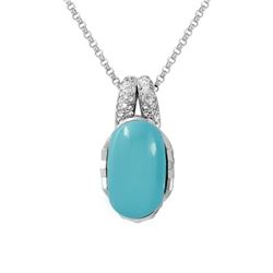 14KT White Gold 13.00ct Turquoise and Diamond Pendant with Chain